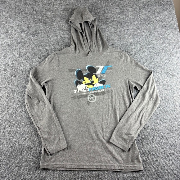 Disney Other - Disney Parks Test Track Mickey Mouse Chevrolet Hooded Shirt Gray Kids XL